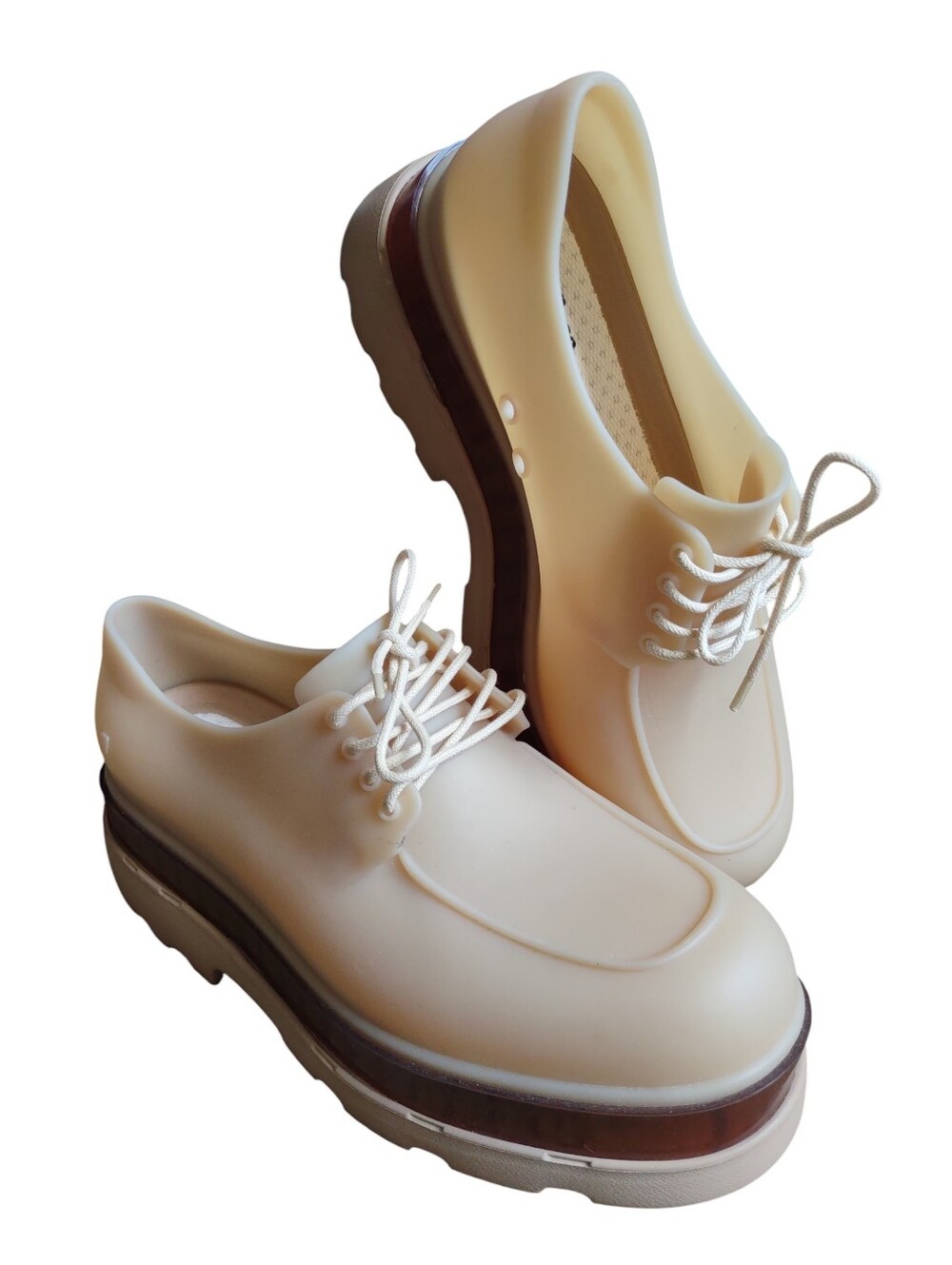 Melissa 10 Platform Tan Jelly Loafer Vegan Shoes